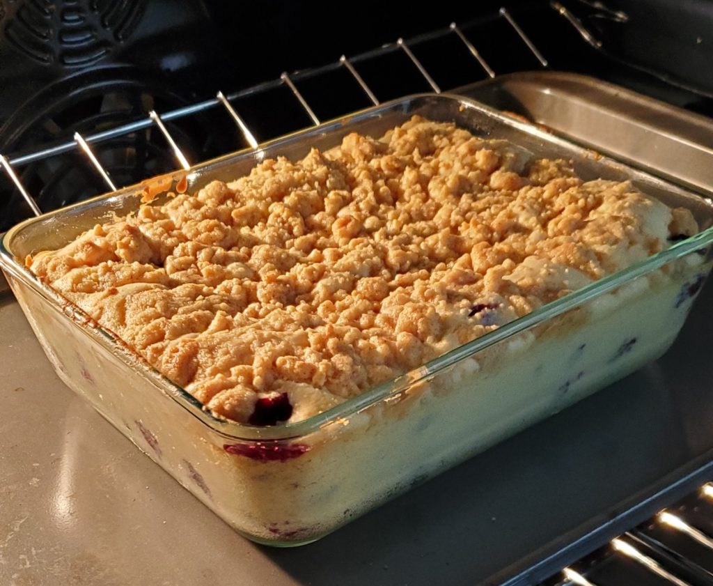 Blueberry Lemon Crumb Cake topped with brown sugar cinnamon streusel