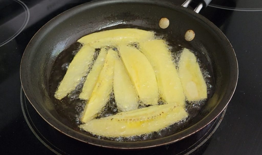 Tajadas are thin strips of fried green plantains
